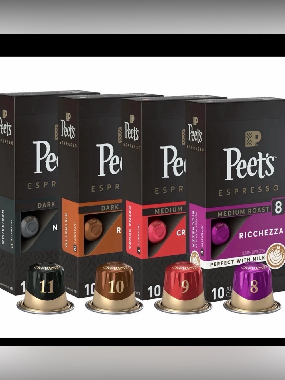 Peet'S Coffee, Dark and Medium Roast Espresso Capsules Variety Pack, Compatible